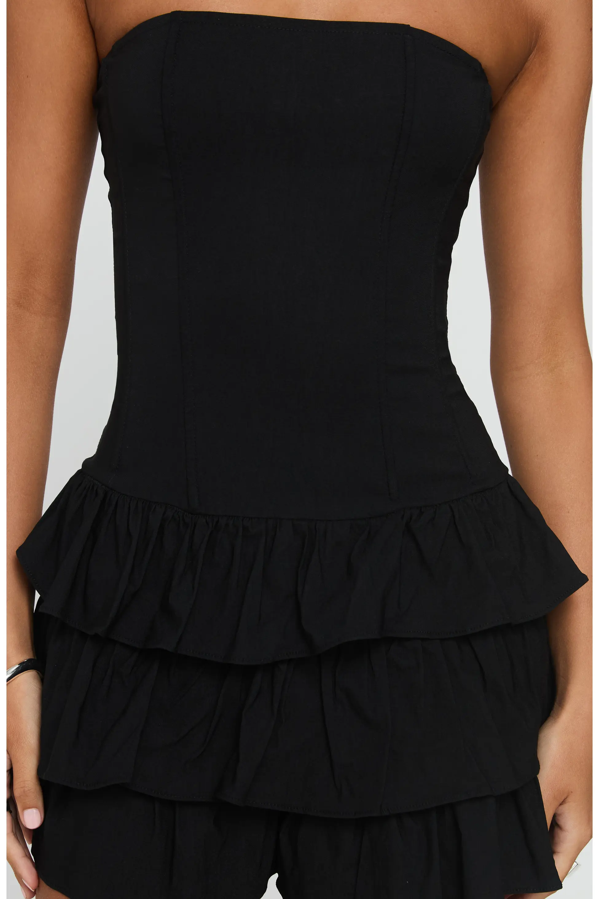 Valentia Tiered Ruffle Strapless Mini Dress