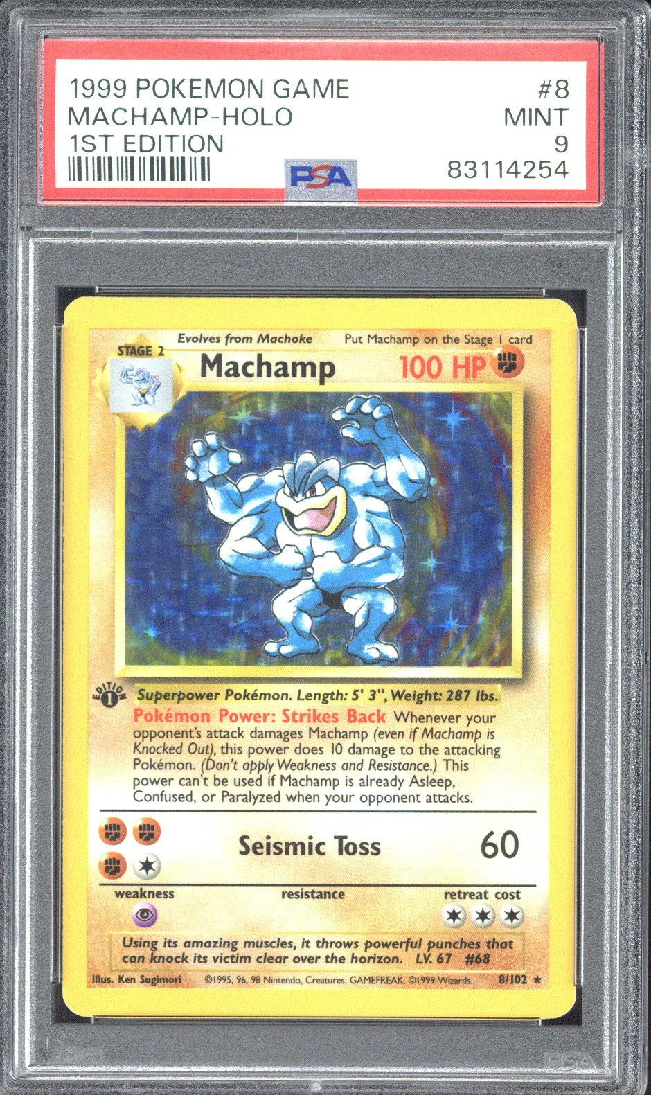 1999 Pokemon Game Machamp-Holo 1st Edition #8 PSA 9