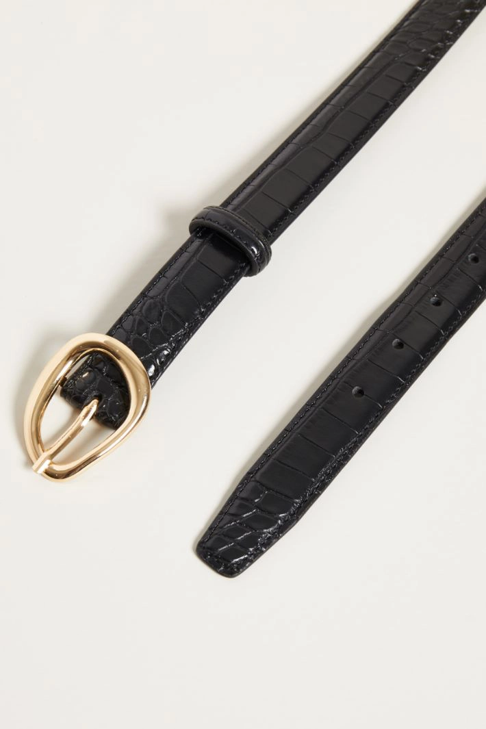 Croc print belt - BLACK