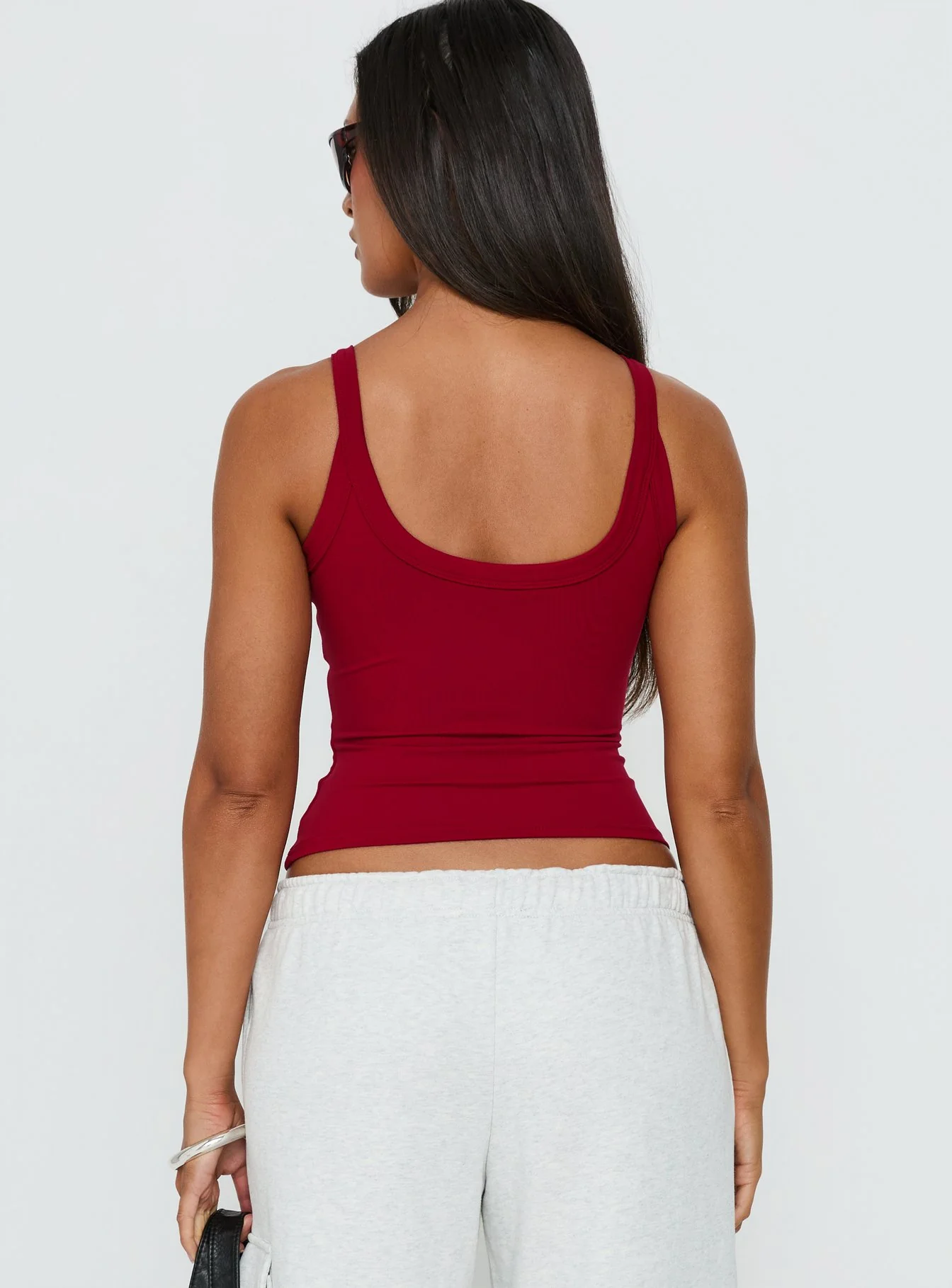 Kasper Cinched Longline Tank Top Wine