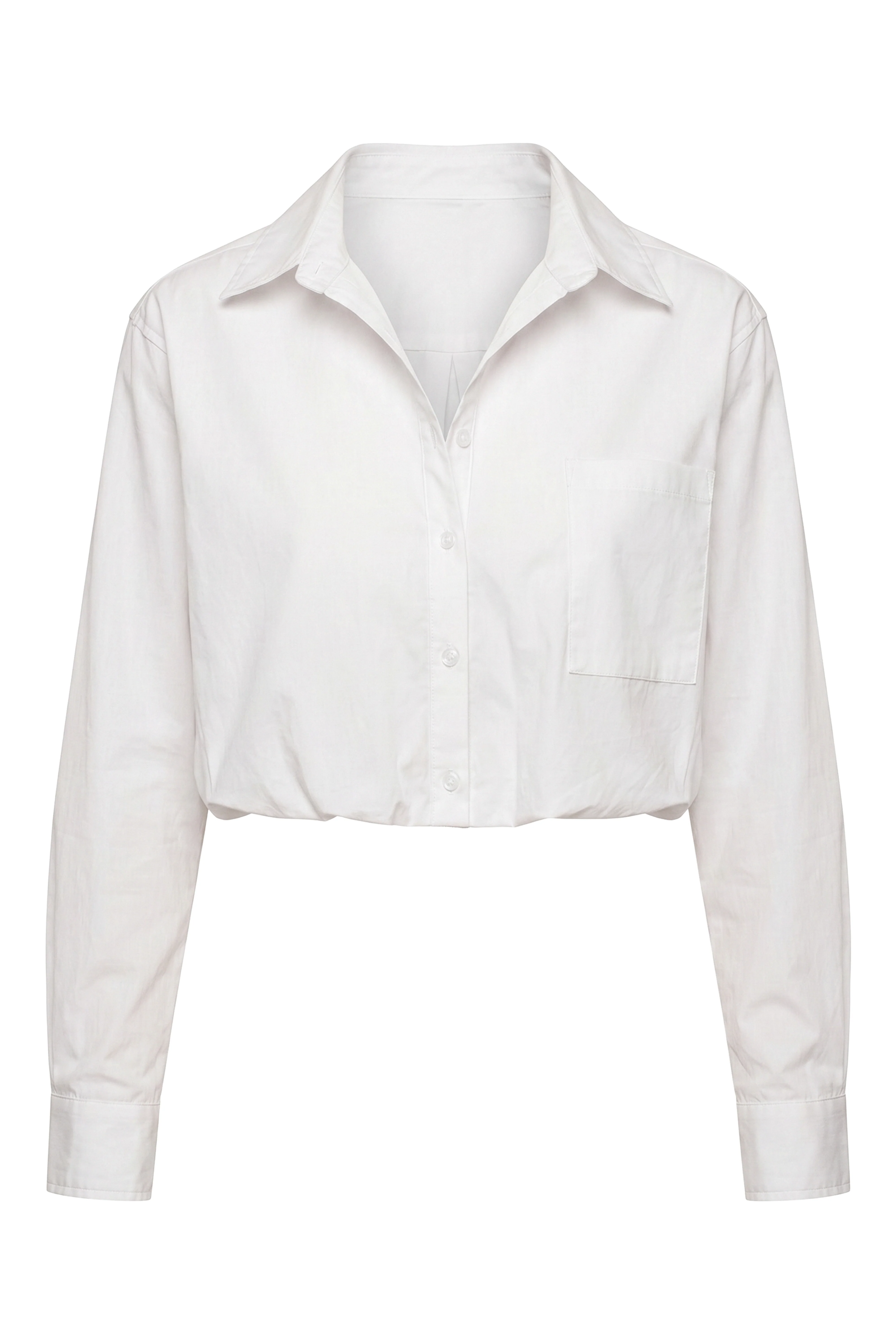 White Minimalist Button Down Crop