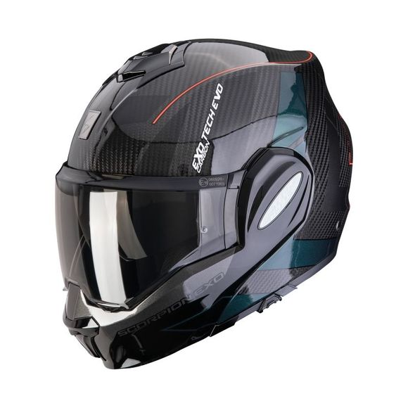 Casque modulable Scorpion Exo EXO-TECH EVO CARBON - CAD - Noir / VertRef : SC1254