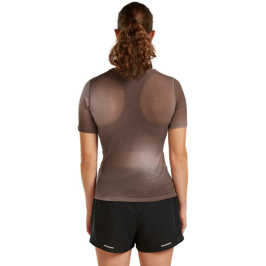 Icebreaker Merino 75 Cool-Lite™ Featherlight™ Short Sleeve Crewe AOP Shirt Women - Porcini/Pink Quartz