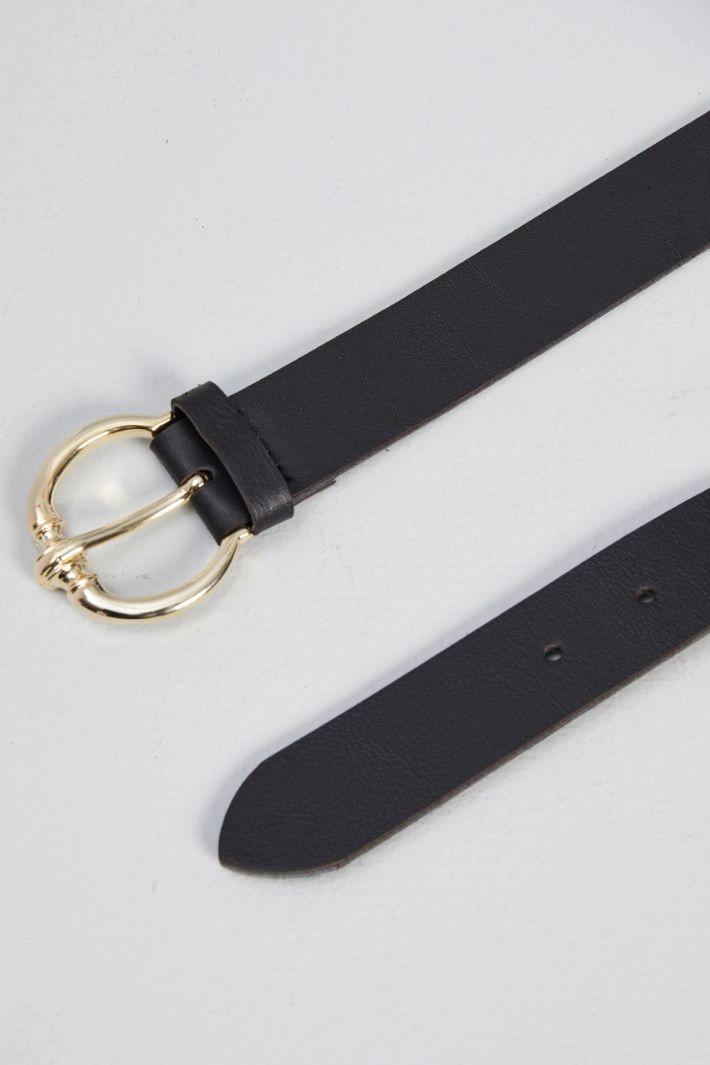 Round buckle belt - BLACK GOLD