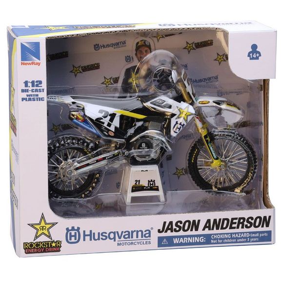 Newray Motorcycle Miniature Husqvarna 450 FC Rockstar J. ANDERSON - Scale 1/12 - BlackRef: NRY0034 / 58233