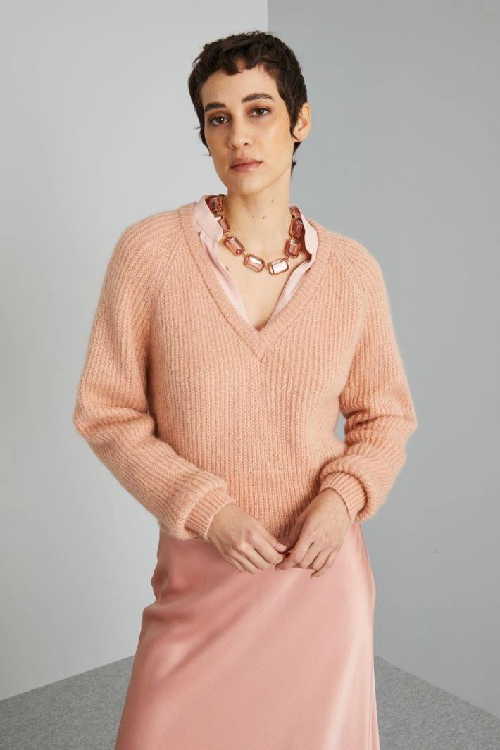 V-neck sweater - PEACH