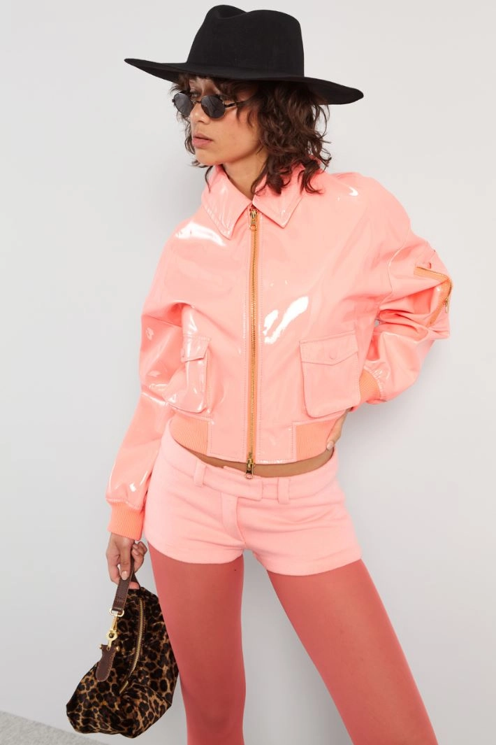 Short coated jacket - VIVID PINK