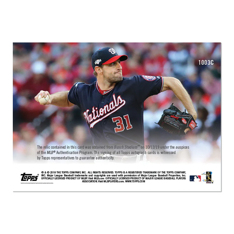 On-Card Auto Relic # to 25 - Max Scherzer - MLB TOPPS NOW® Card 1003C