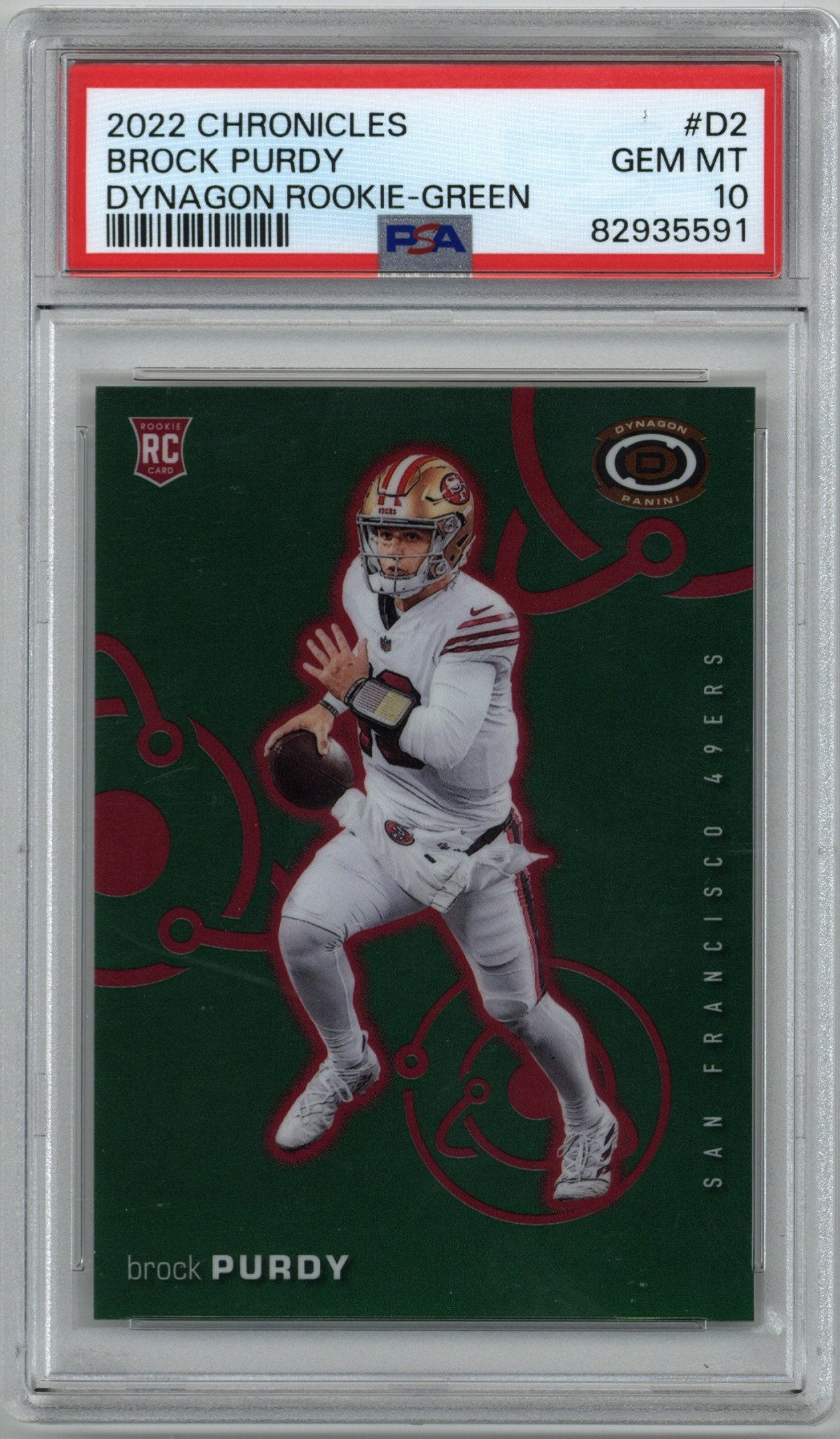 2022 Panini Chronicles Green Brock Purdy Card #D-2 22/49 PSA 10