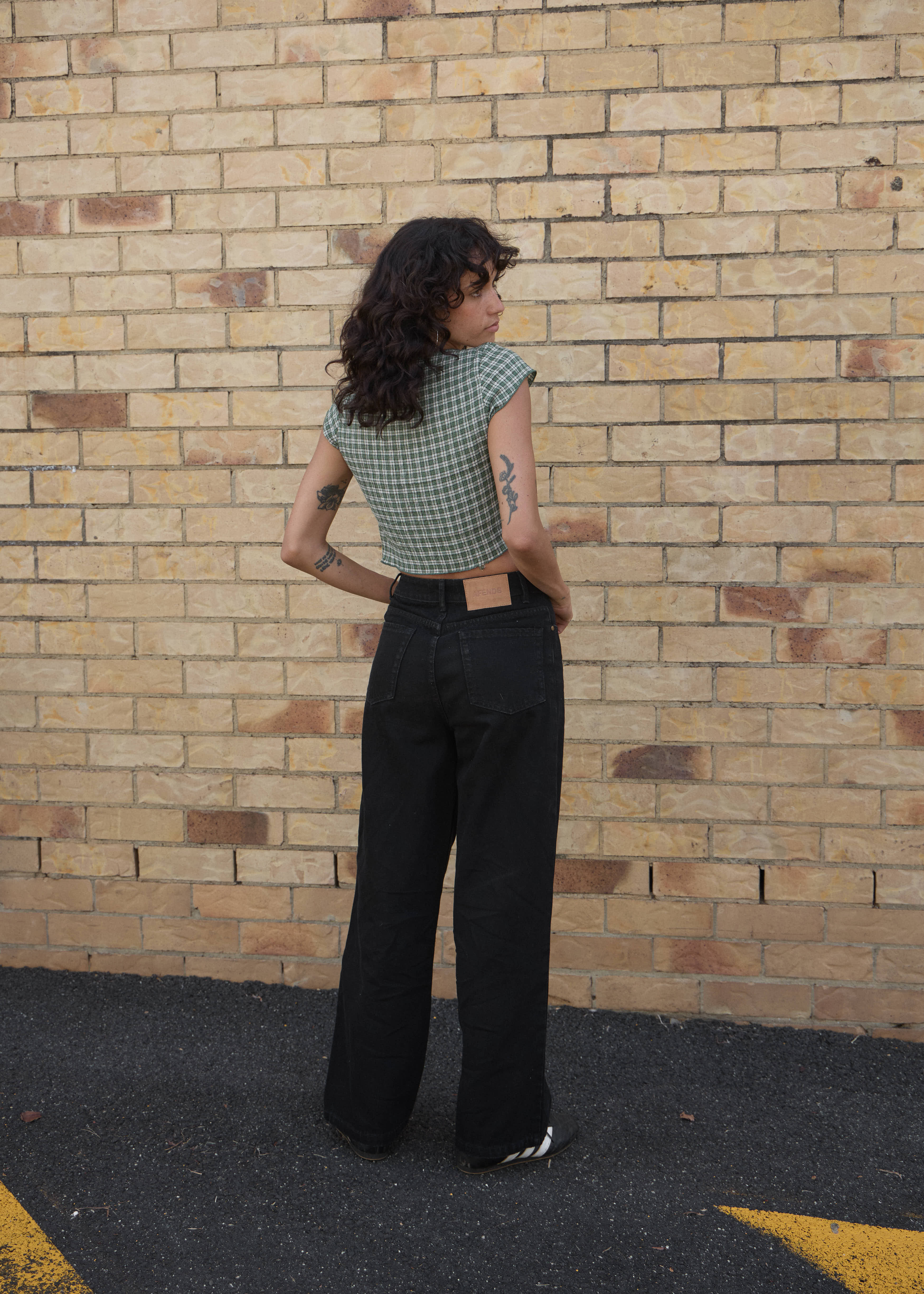 AFENDS Womens Bella - Denim Wide Leg Jean - Washed Black