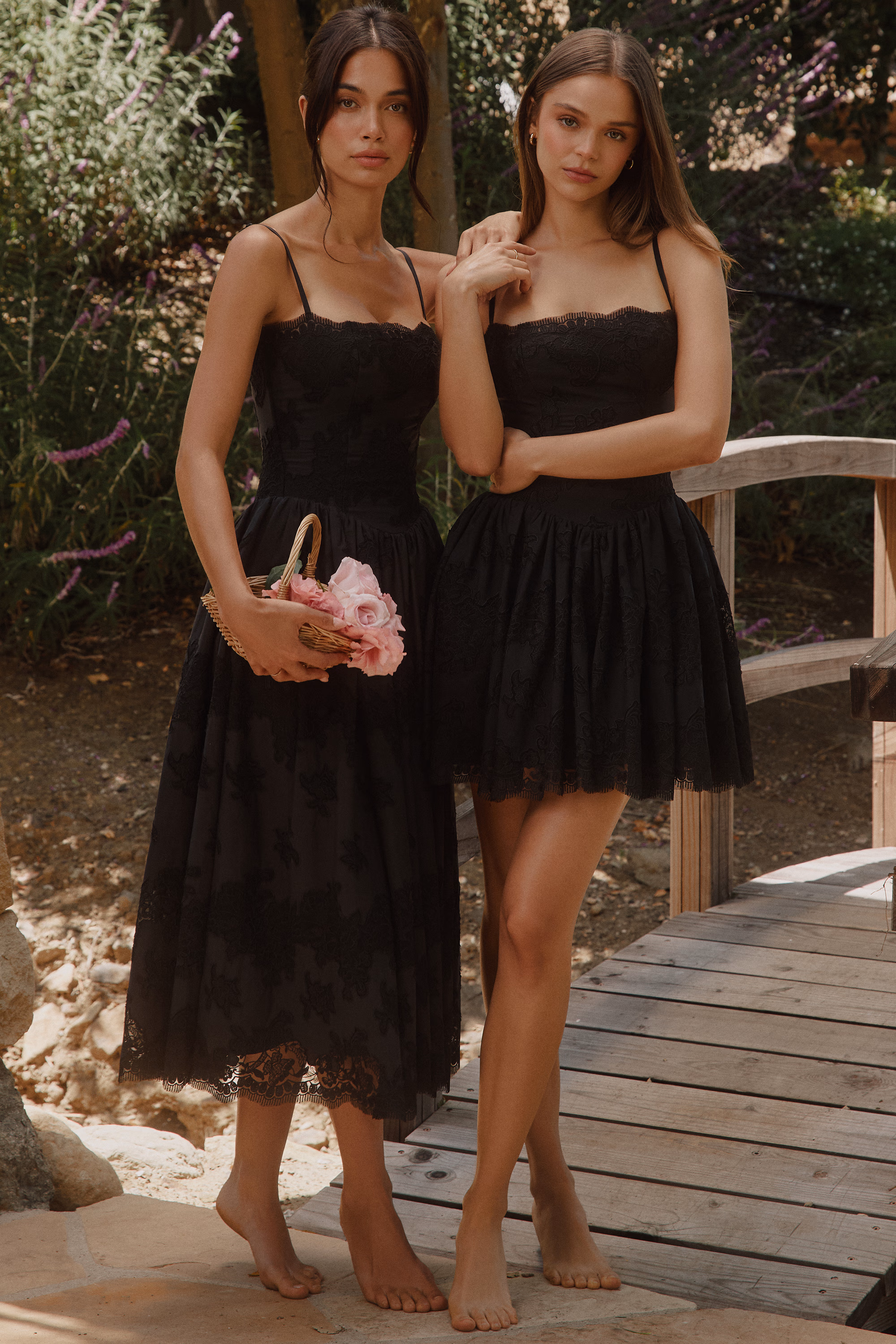Chloe Black Custom Lace + Broderie Anglaise Cotton Midi Sundress