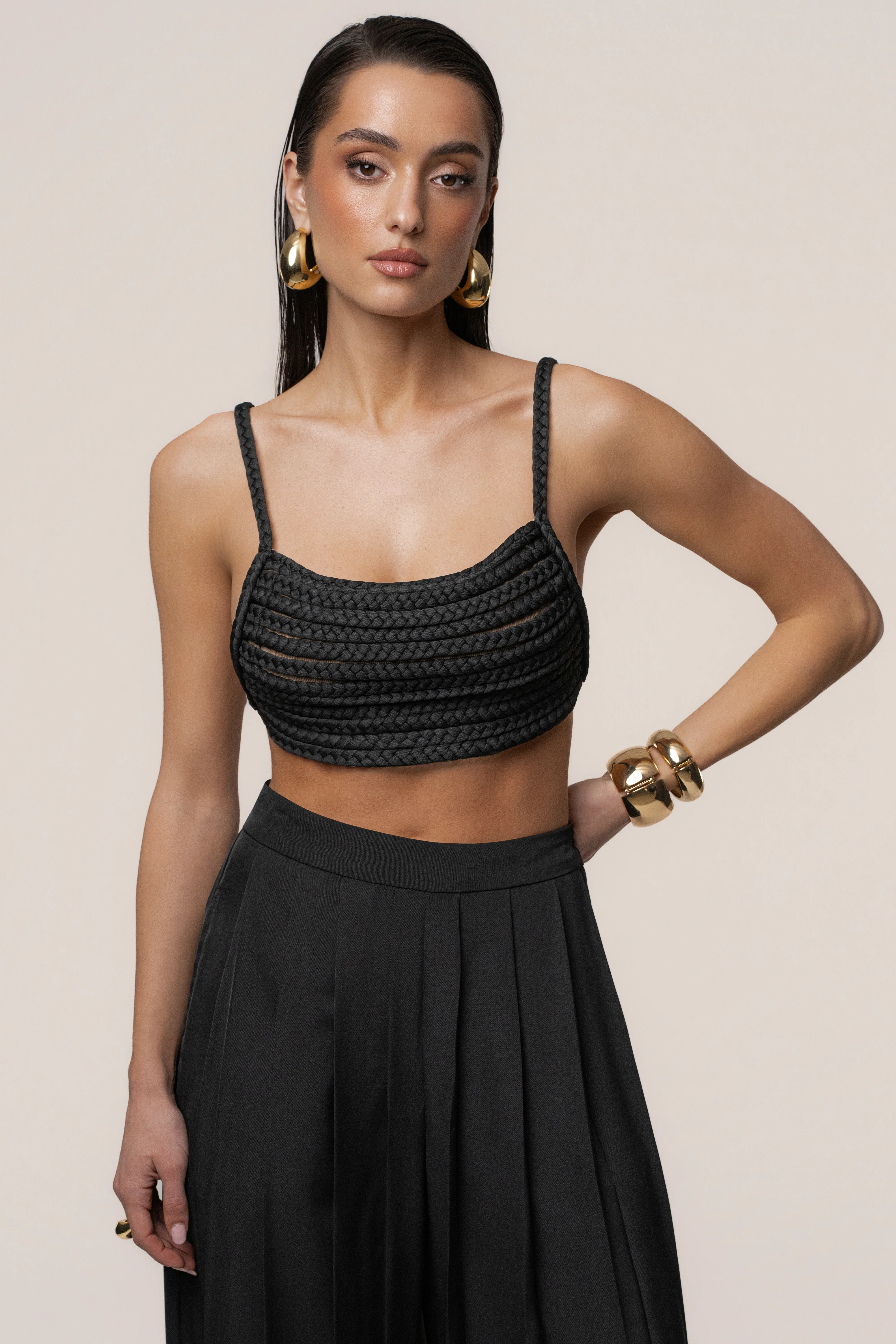 Black Sofie Braided Top