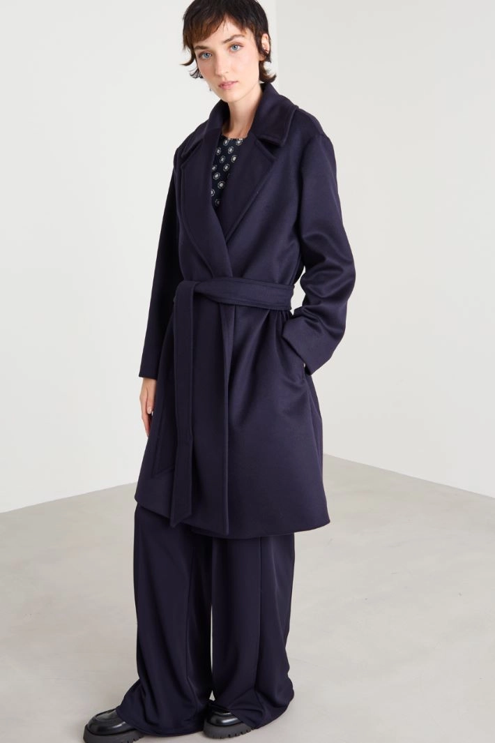 Zibeline drap coat - BLUE