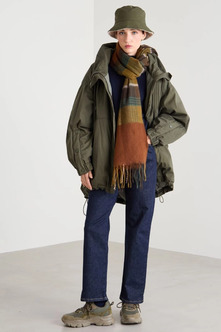 Reversible parka in technical cotton - MILITAR GREEN