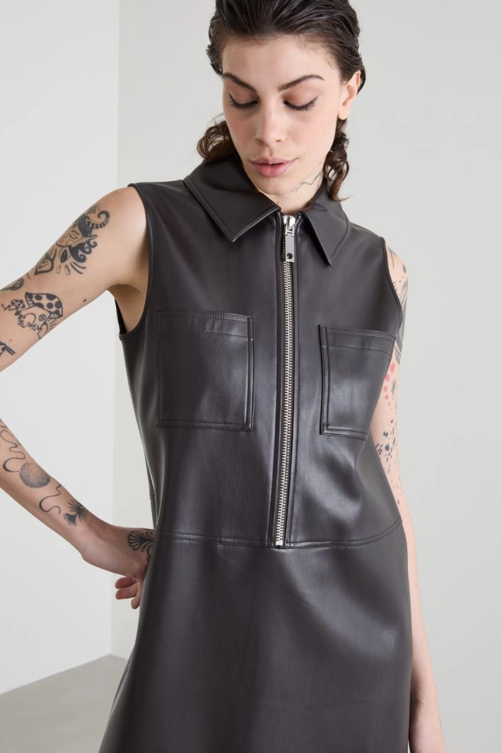 Coated jersey dress - BROWN