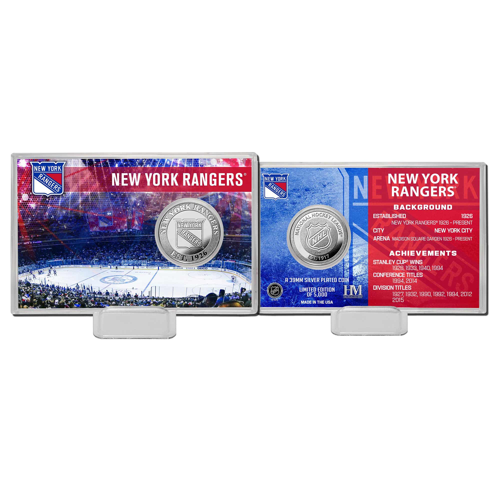 New York Rangers Team History NHL Silver Coin Card