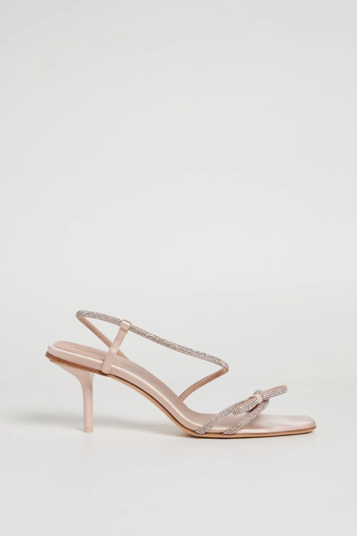 Bow-adorned satin sandals - POWDER PINK