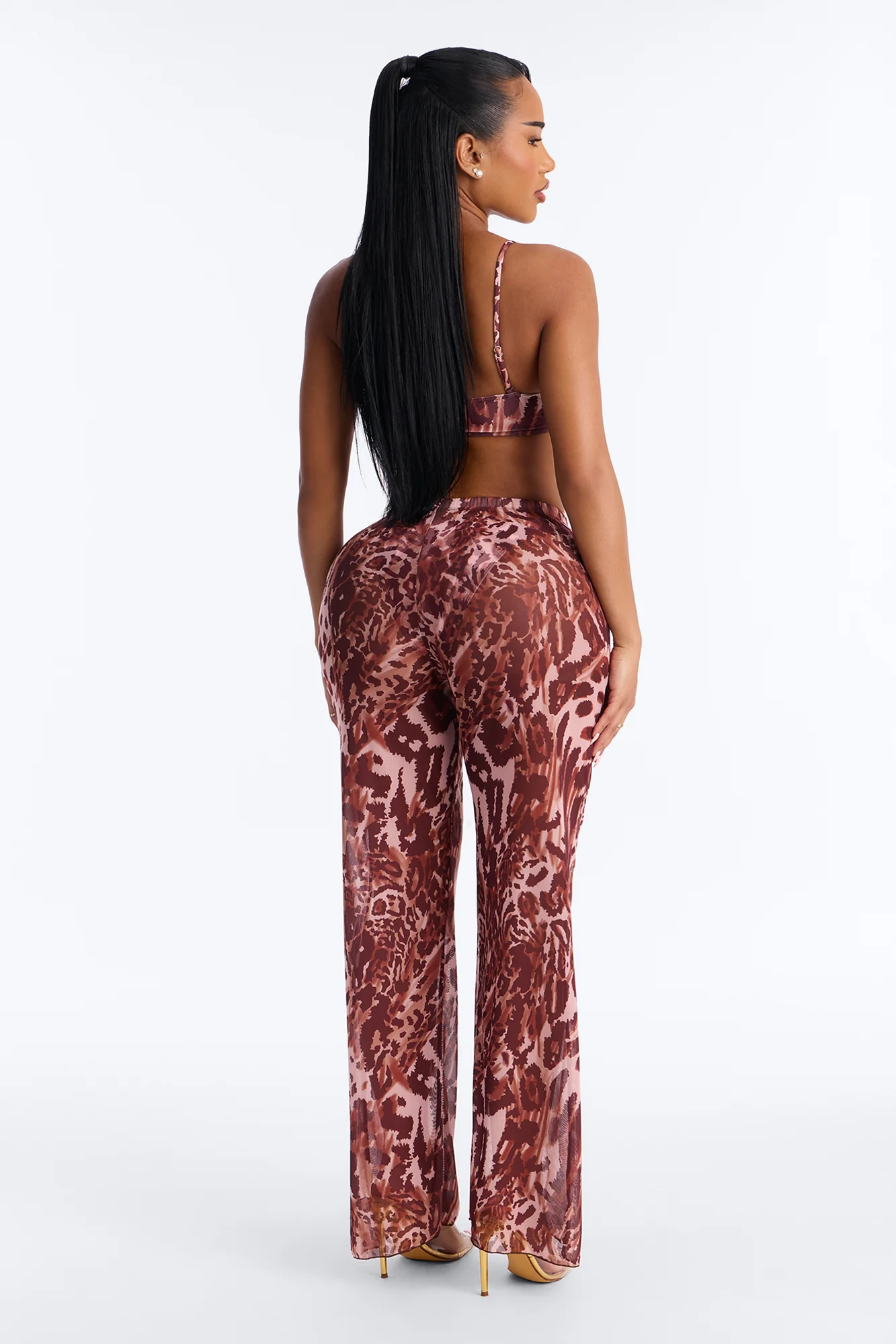 Marley Animal Print 3 Piece Triangle Bikini Pant Set - Pink/combo