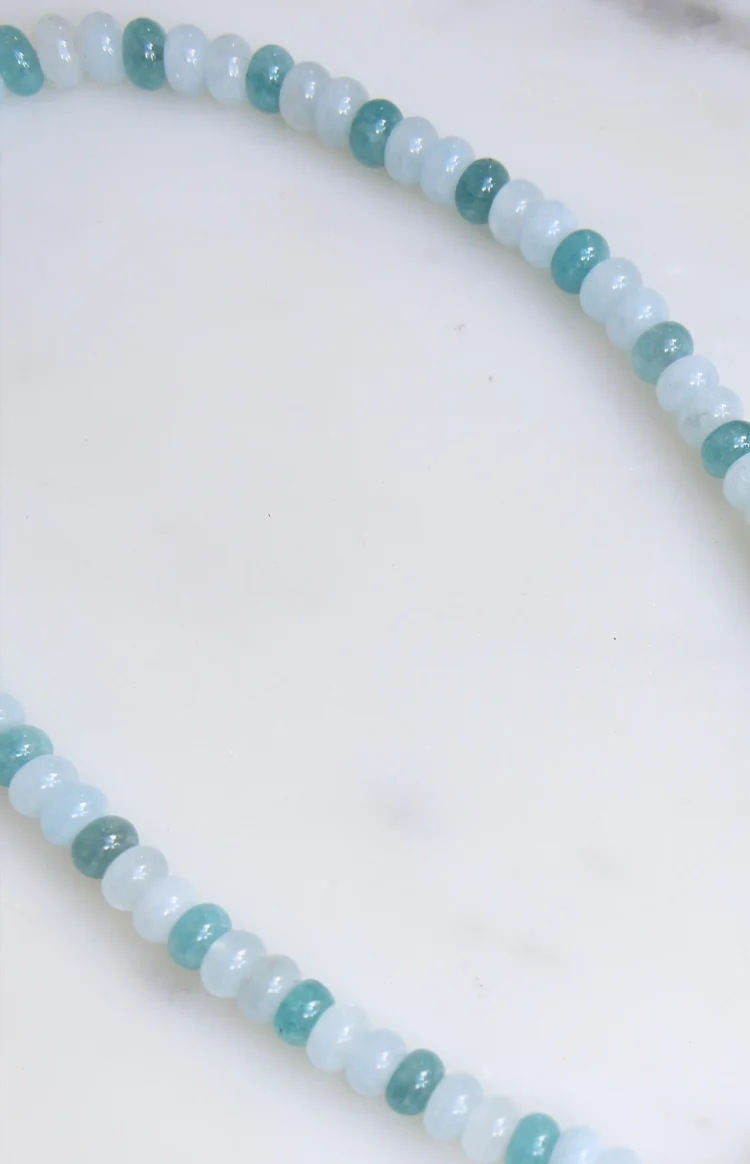 Roche Blue Beaded Flower Charm Necklace