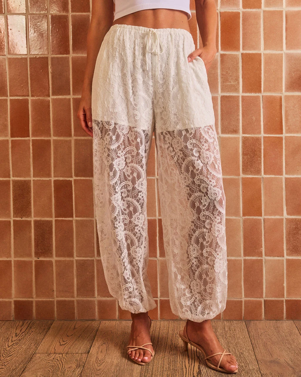 Whisper Tide Drawstring Lace Balloon Pants