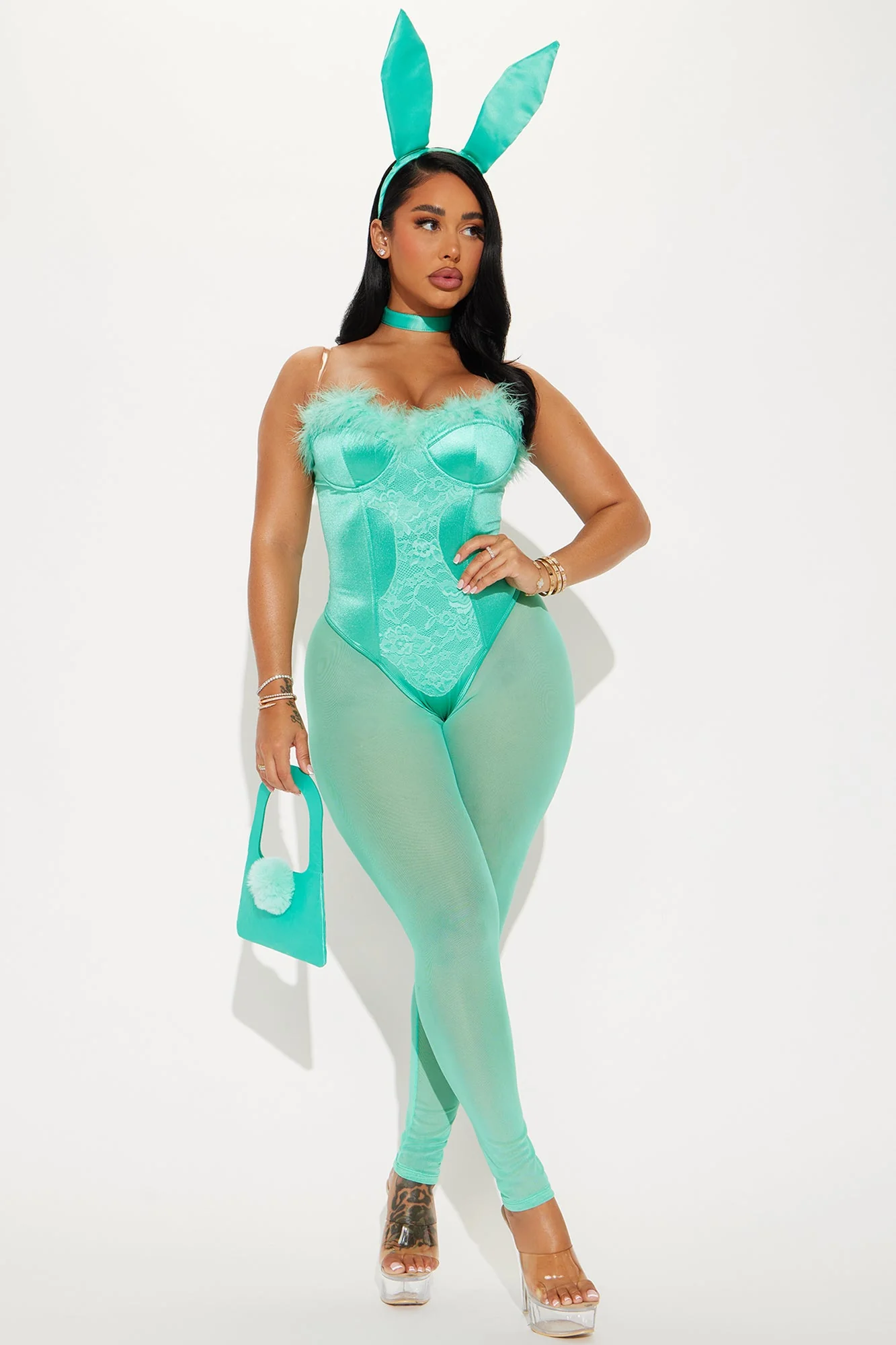 Cutest Sexy Bunny 5 Piece Costume Set - Mint