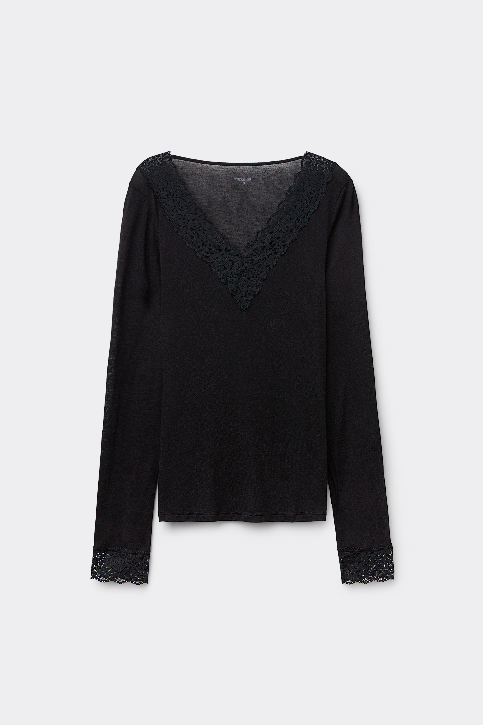 Lightweight Lace/Merino Wool Top with V-Neck