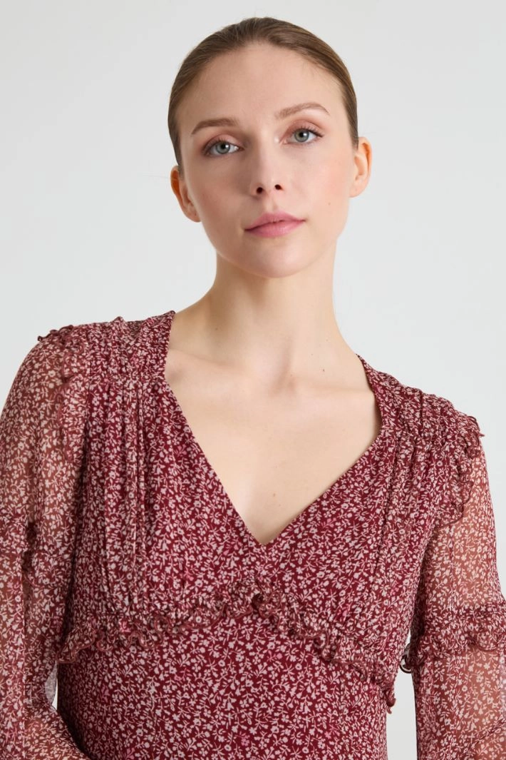 All-over frill dress - BORDEAUX
