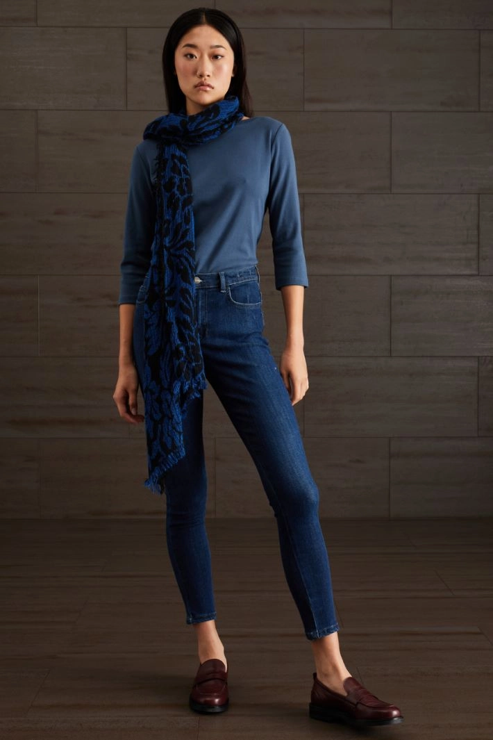 Gauze stole - BLUE BLACK