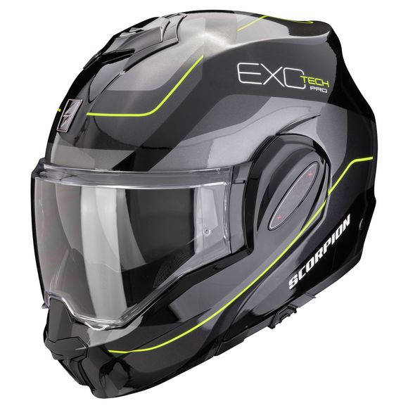 Casque modulable Scorpion Exo EXO-TECH EVO PRO - COMMUTA - Noir / JauneRef : SC0999