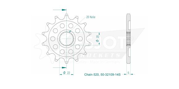 Esjot 14 teeth gearbox output pinionRef: Esjo00137A / 12122397