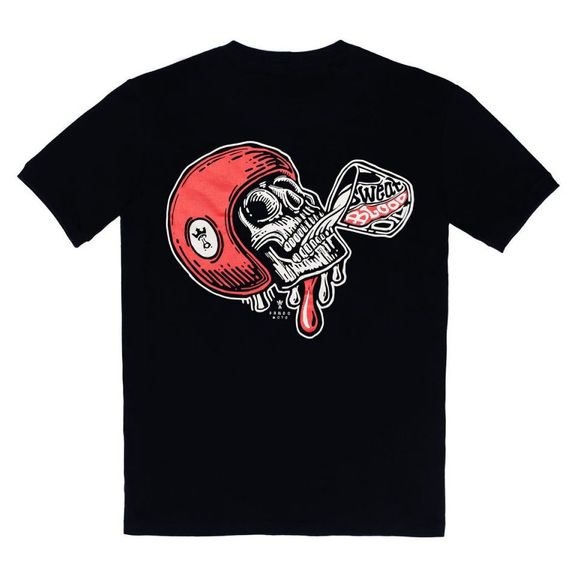Pando Moto MIKE RED SKULL Short Sleeve T-Shirt - BlackRef: PAN0086