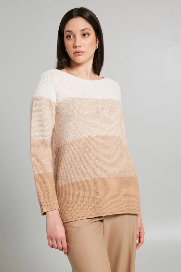 Yan-dyed wool sweater - CAMEL MILK