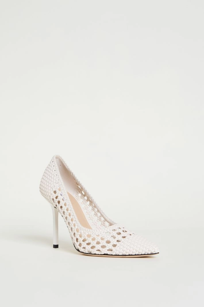Woven coated-fabric court shoes - WHITE
