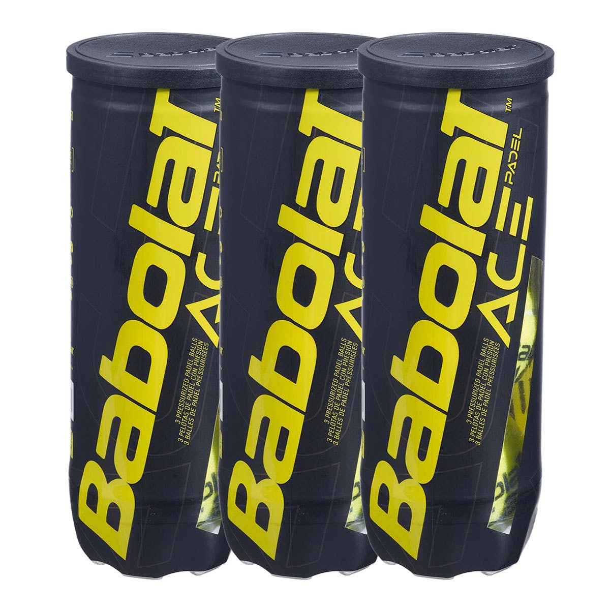 TRIPACK OF 3 BABOLAT ACE PADEL 3 BALL CANS