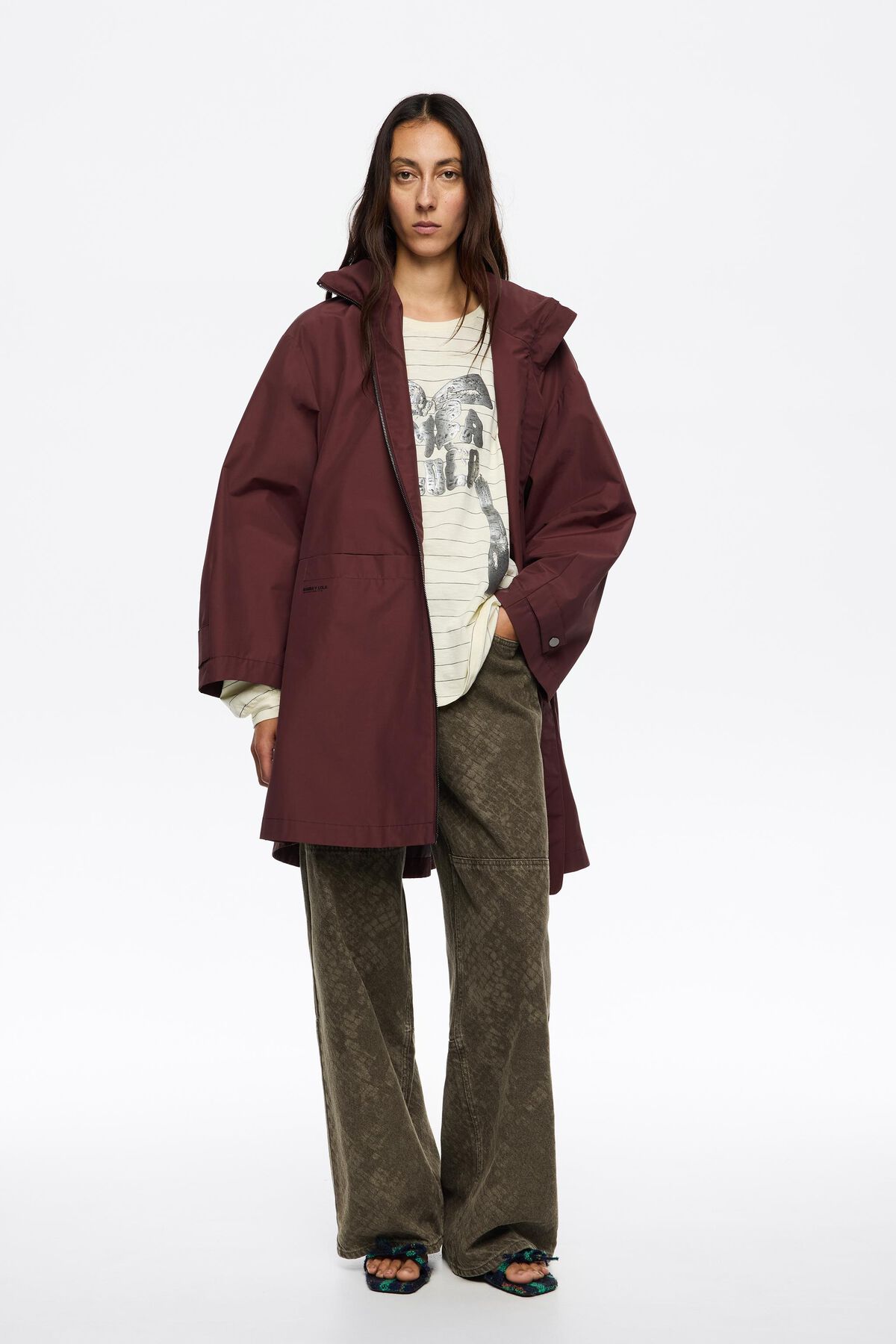 Burgundy technical A-line trench