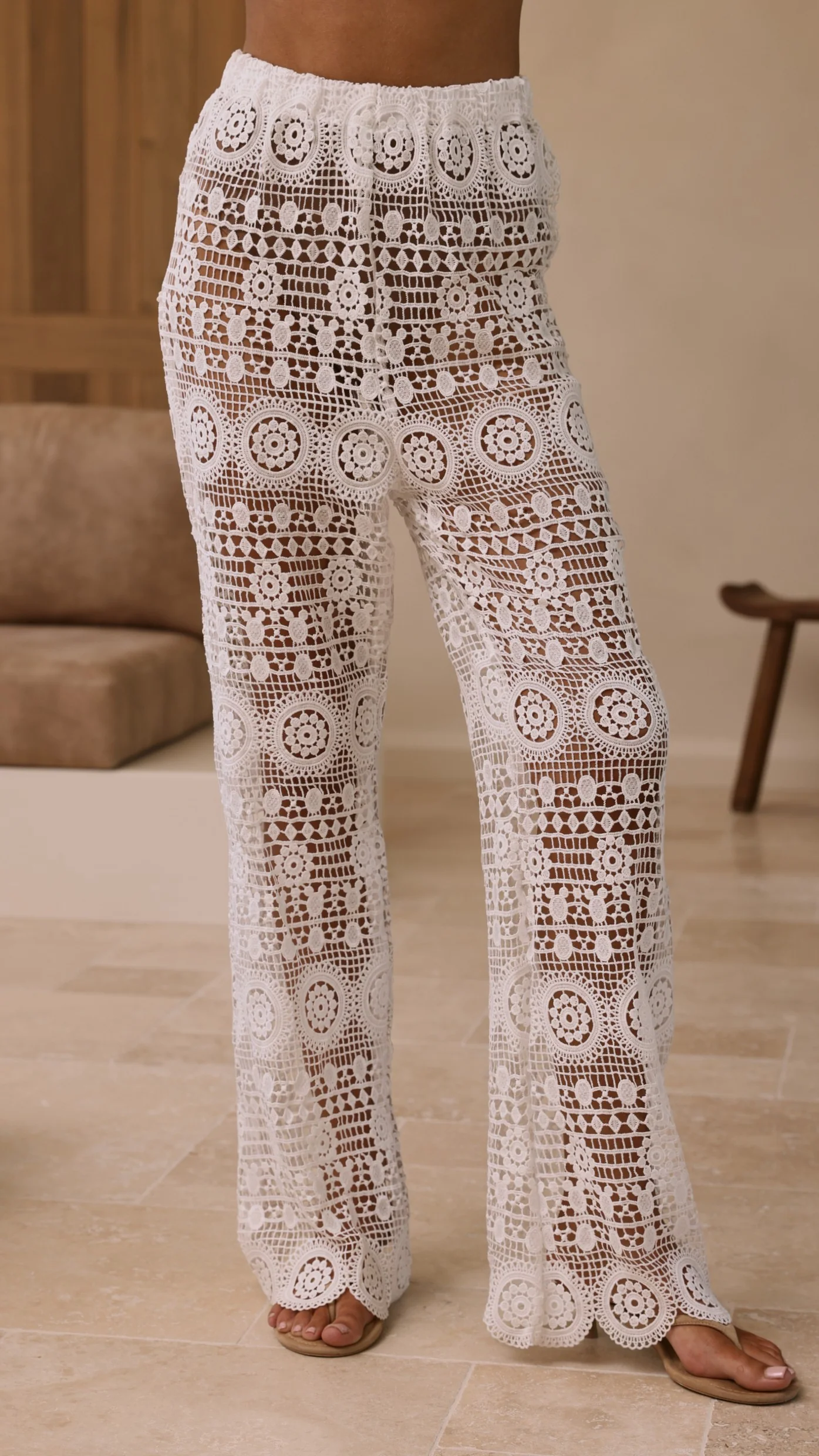 Emilia Lace Pants - White