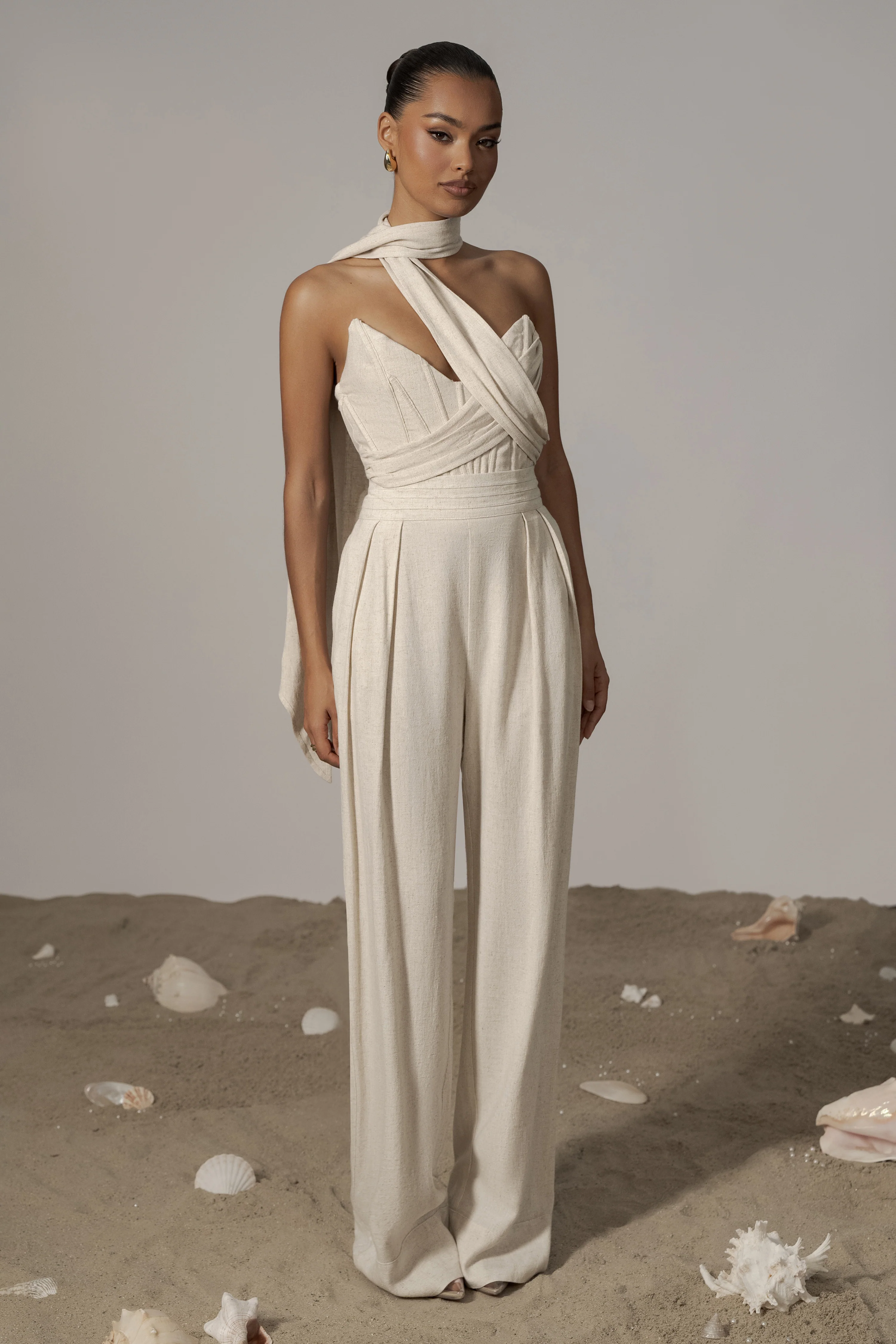 Natural Coastal Bliss Linen Bustier