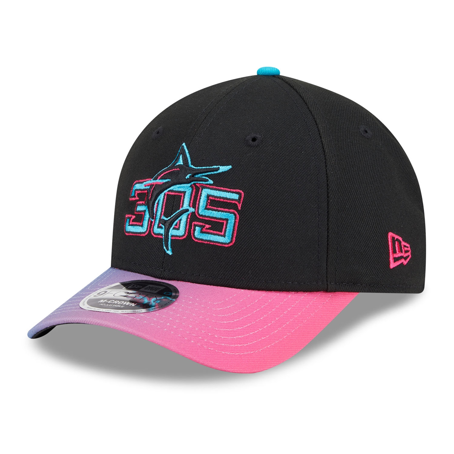 Miami Marlins MLB City Connect 9FORTY M-Crown Snapback Cap Black