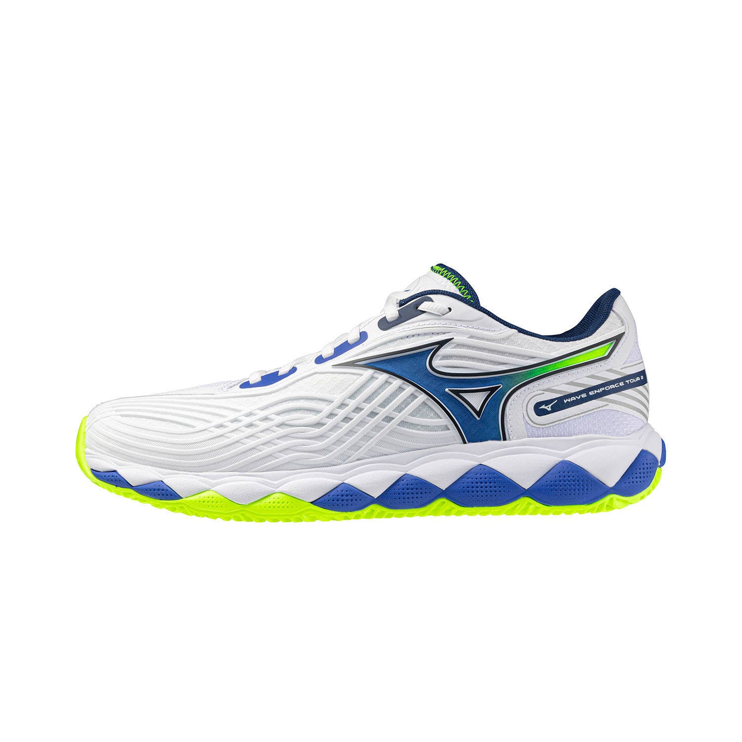 MIZUNO WAVE ENFORCE TOUR 2 CLAY COURT WHITE/BLUE/FLUORESCENT YELLOW 61GC2603
