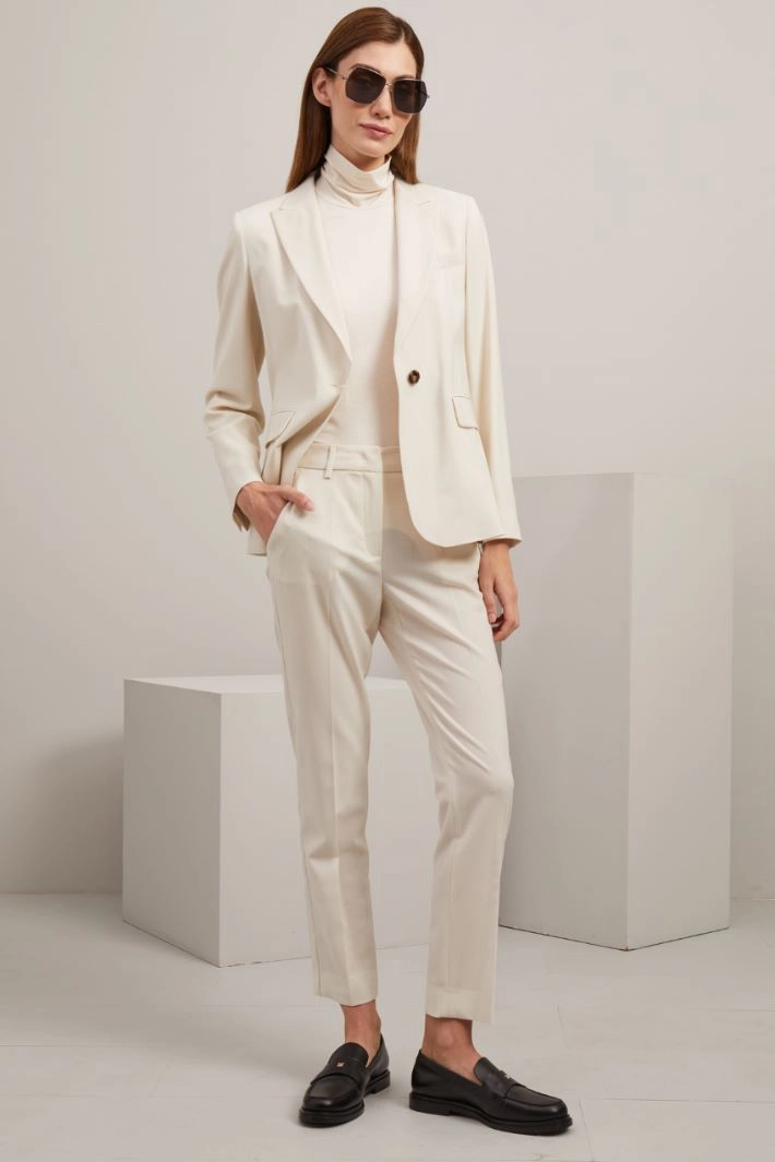 Wool canvas blazer - IVORY