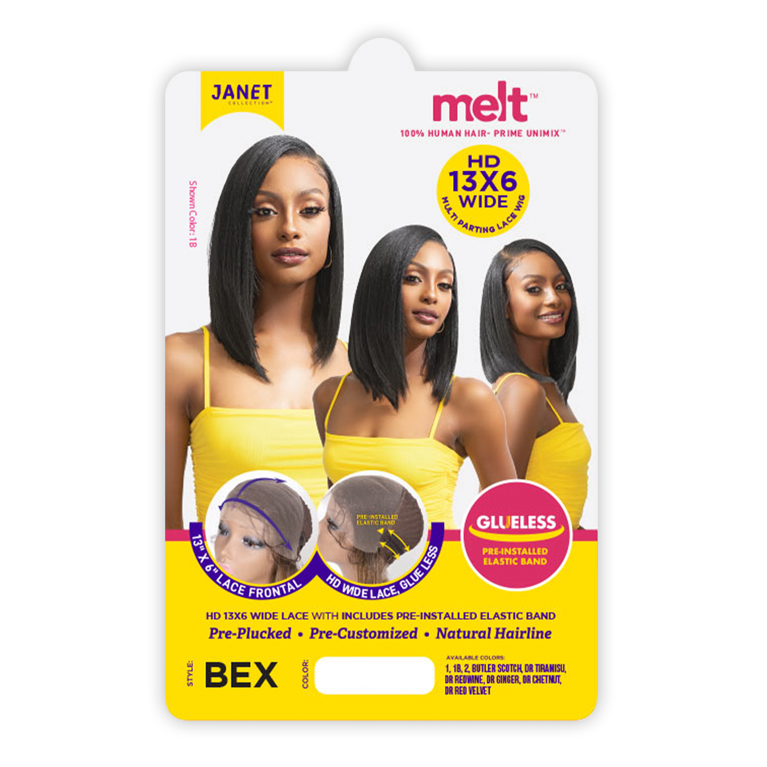 Janet Collection Human Hair Blend HD Lace Front Wig Glueless Melt 13X6 Wide Bex