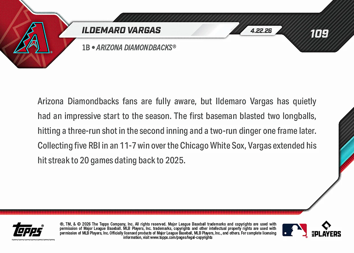 Ildemaro Vargas - 2026 MLB Topps NOW® - Card 109