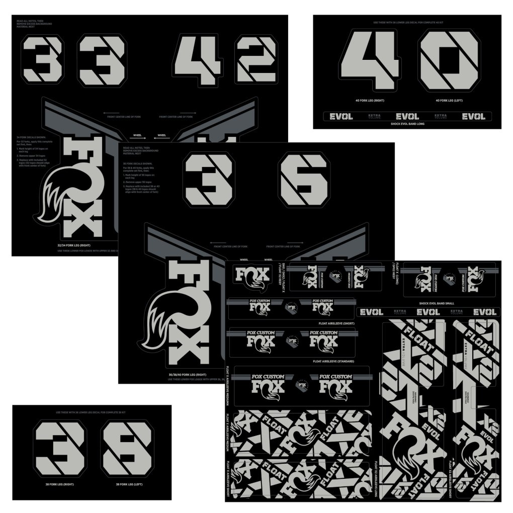 FOX CUSTOM Decal Kit for Fork & Rear Shock - grey