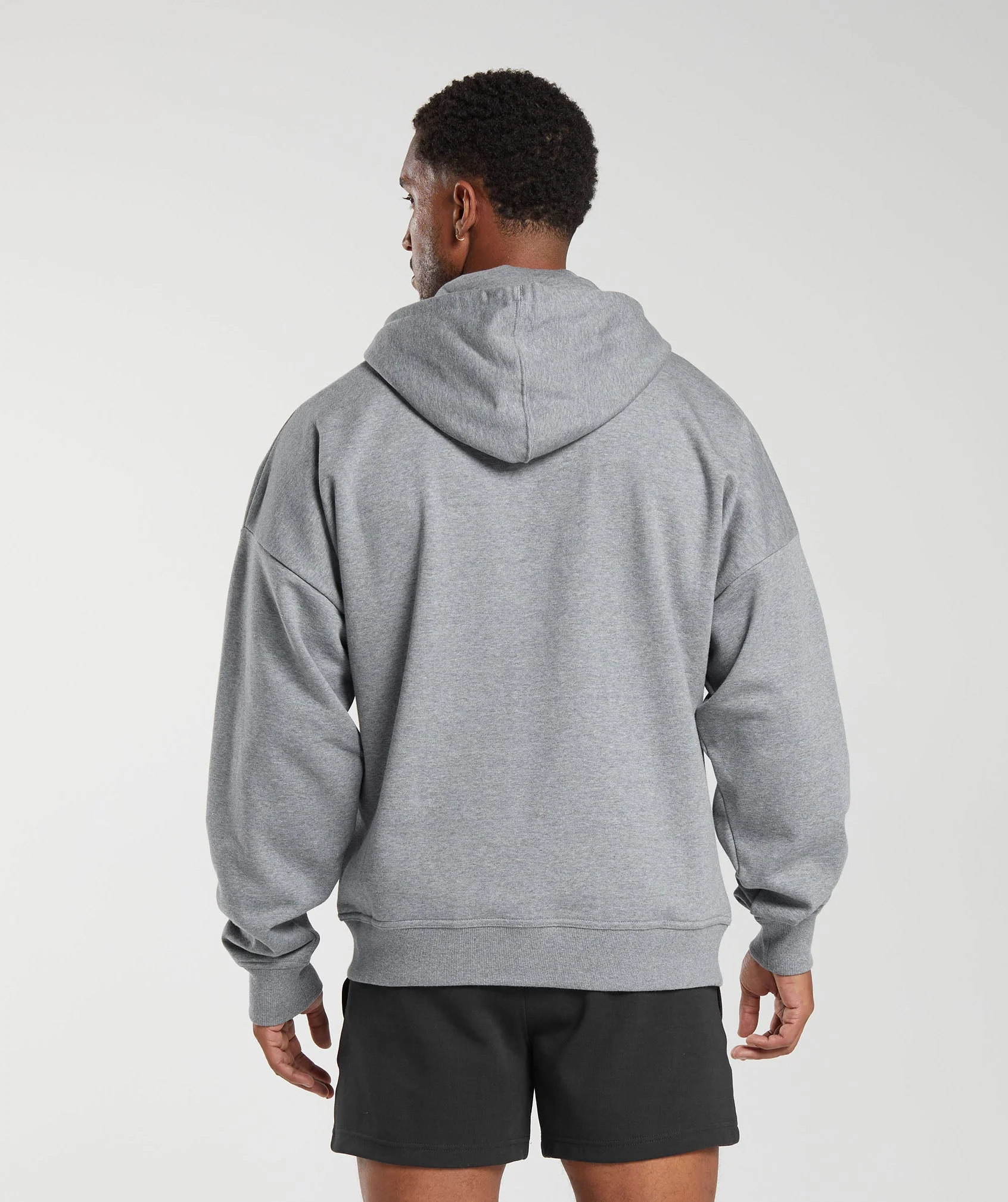 Crest Oversized Zip Up Hoodie Charcoal Grey Marl