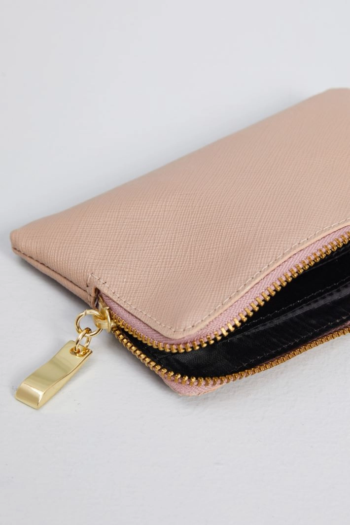 Saffiano effect wallet - POWDER PINK