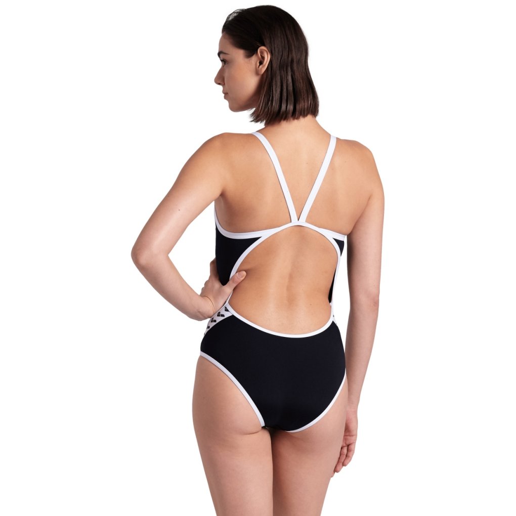 arena Performance Icons Solid Super Fly Back Swimsuit Women - Black/White