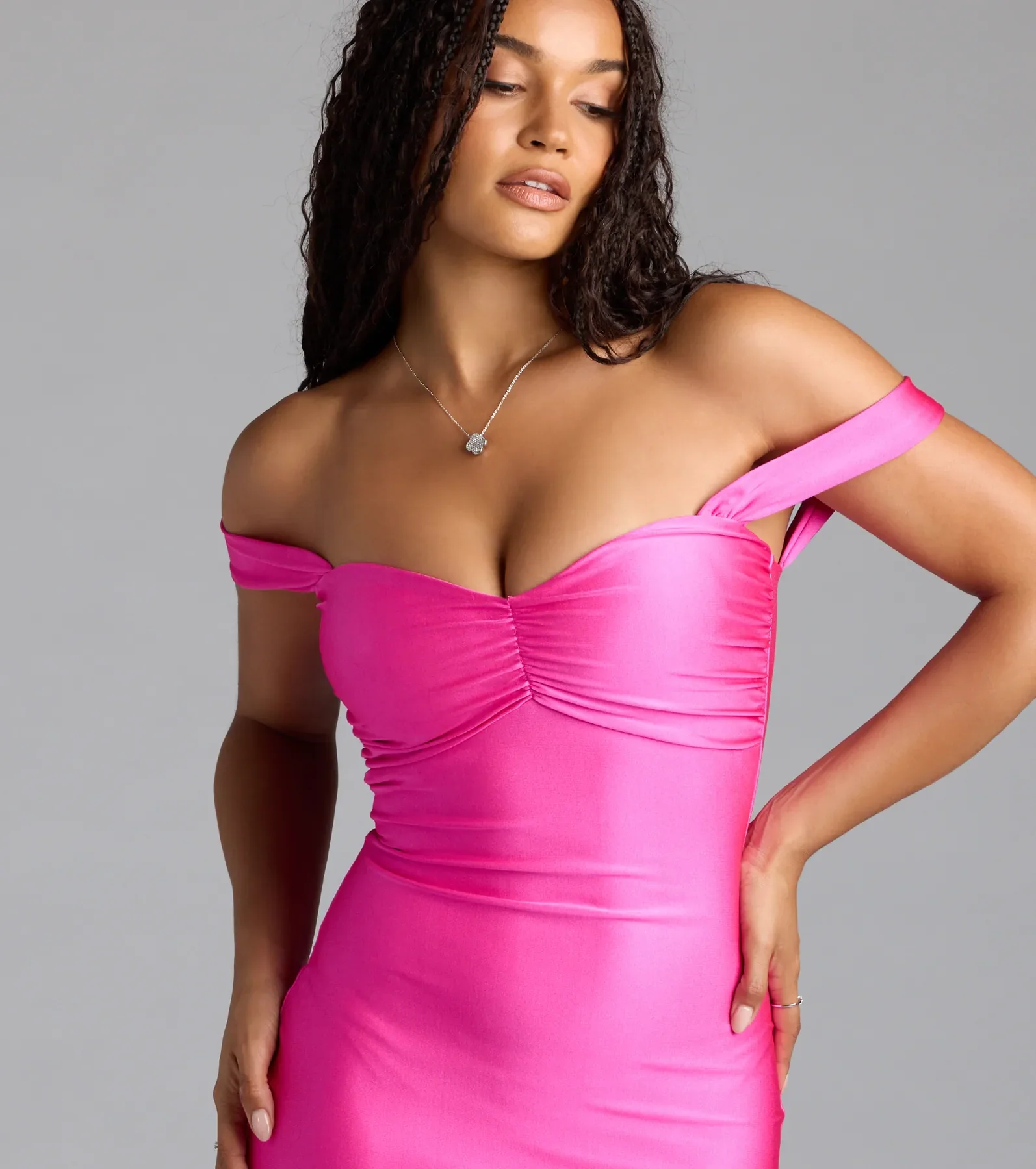 Such A Vibe Off-The Shoulder Mini Dress