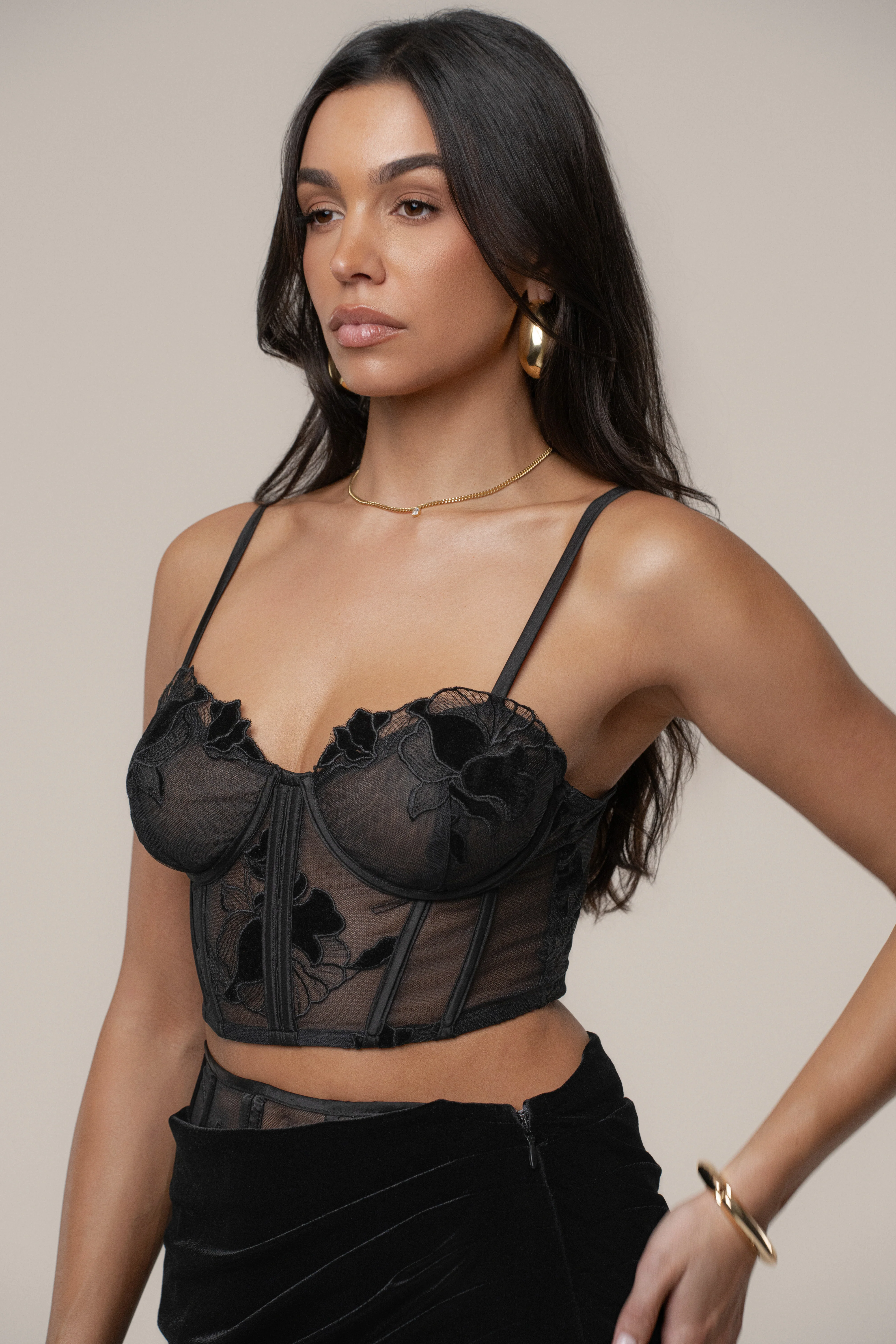 Black Velvet And Lace Bustier