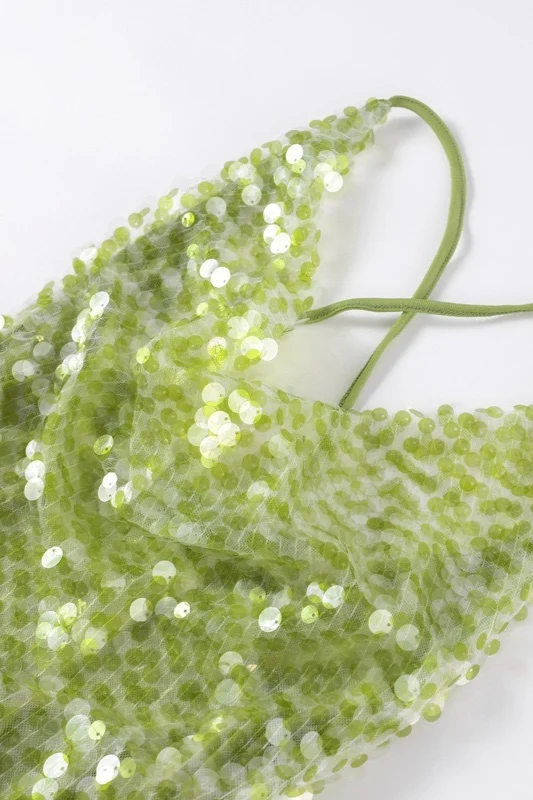 Sequin Backless Bodycon Cami Maxi Dress