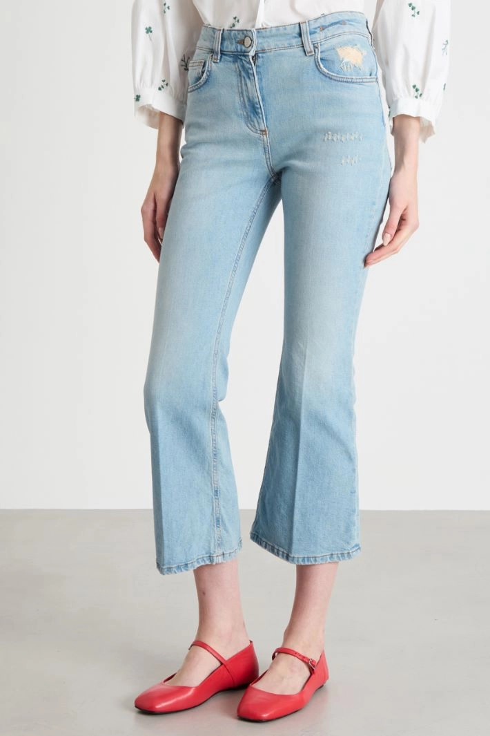 Cropped jeans - LIGHT BLUE